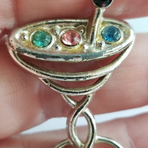 Relisted - Vintage martini brooch pin colorful rhinestones drink - Picture 7 of 10